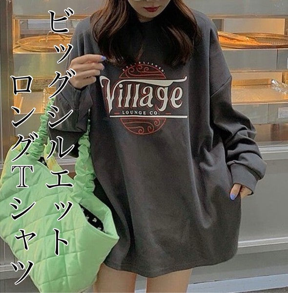 ロゴロングTシャツ レディース 長袖 韓国ファッション