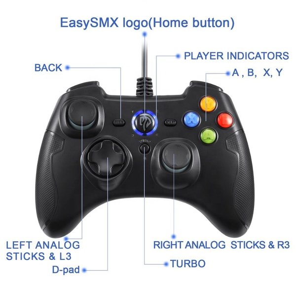 EasySMX ESM-9100 有線ゲームコントローラー｜PS3/PC/Android対応｜多機能性ジョイスティック