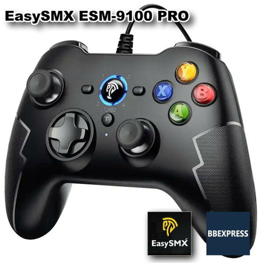 EasySMX 9100 PRO 有線ゲームコントローラー｜ハイレスポンス・デュアル振動・ターボ機能｜PS3/PC/Android対応