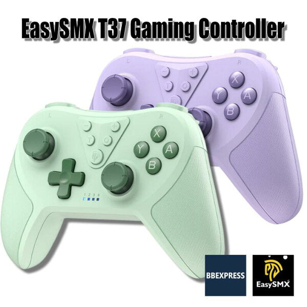 [New 2023] EasySMX T37 Wireless Gamepad | Compatible with Switch/PC | 6-axis gyro &amp; dual vibration | Green-Purple