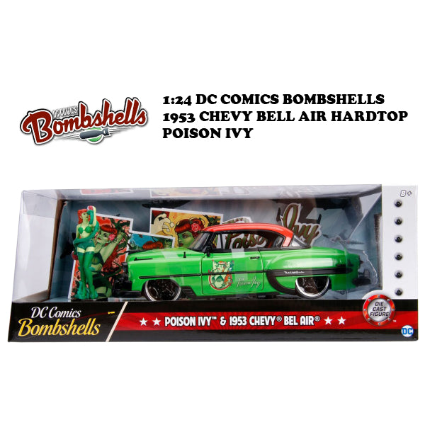 1:24 DC COMICS BOMBSHELLS 1953 CHEVY BELL AIR HARDTOP &amp; POISON IVY Mini Car
