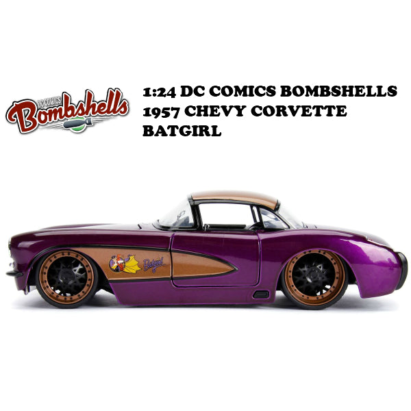 1:24 DC COMICS BOMBSHELLS 1957 CHEVY CORVETTE &amp; BATGIRL ミニカー