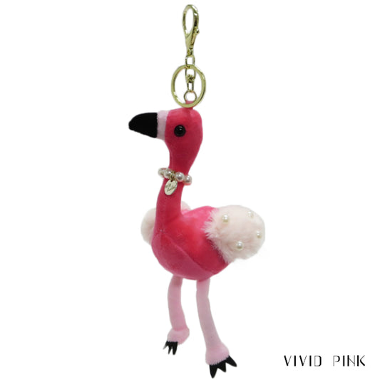 flamingo plush keychain