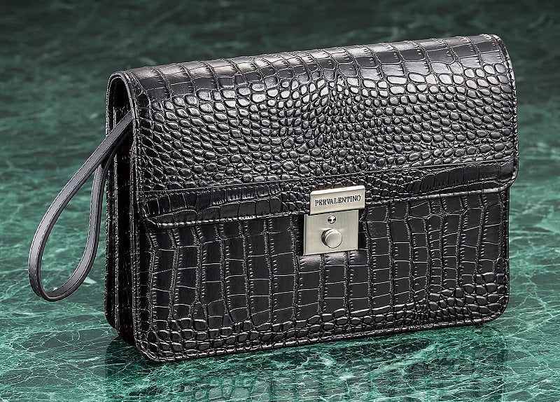 Croco-embossed second bag black &lt;Pere Valentino&gt;