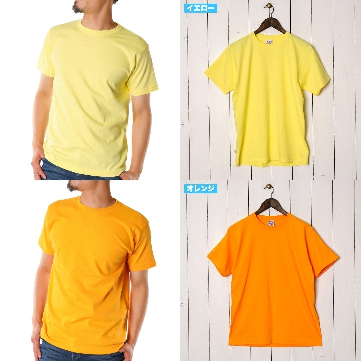 半袖Tシャツ メンズ クルーネック 無地 白 黒 ピンク 黄色 オレンジ ベージュ 紫 厚手