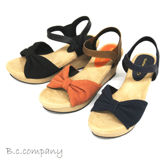 [BCCOMPANY] Fluffy ♪ Ribbon wedge sole sandals 172107