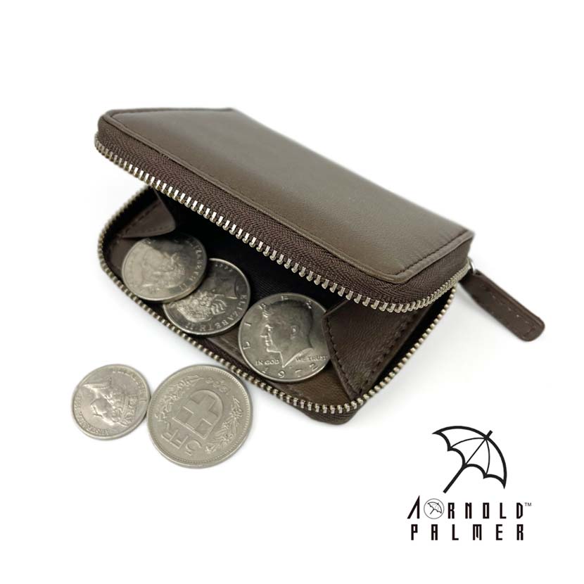 [All 3 colors] Arnold Palmer Sheep leather round zipper coin case coin purse