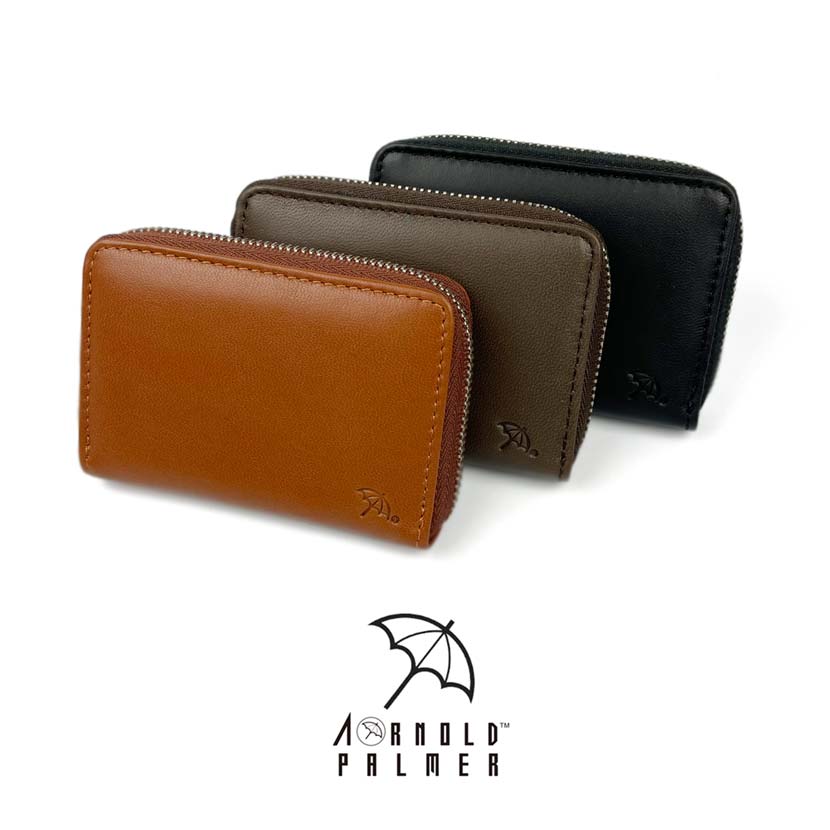 [All 3 colors] Arnold Palmer Sheep leather round zipper coin case coin purse