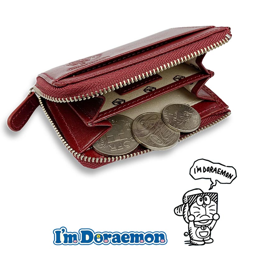 [All 5 colors] Doraemon Fujiko Pro High Quality Italian Leather Wallet Coin Purse Coin Case Real Leather
