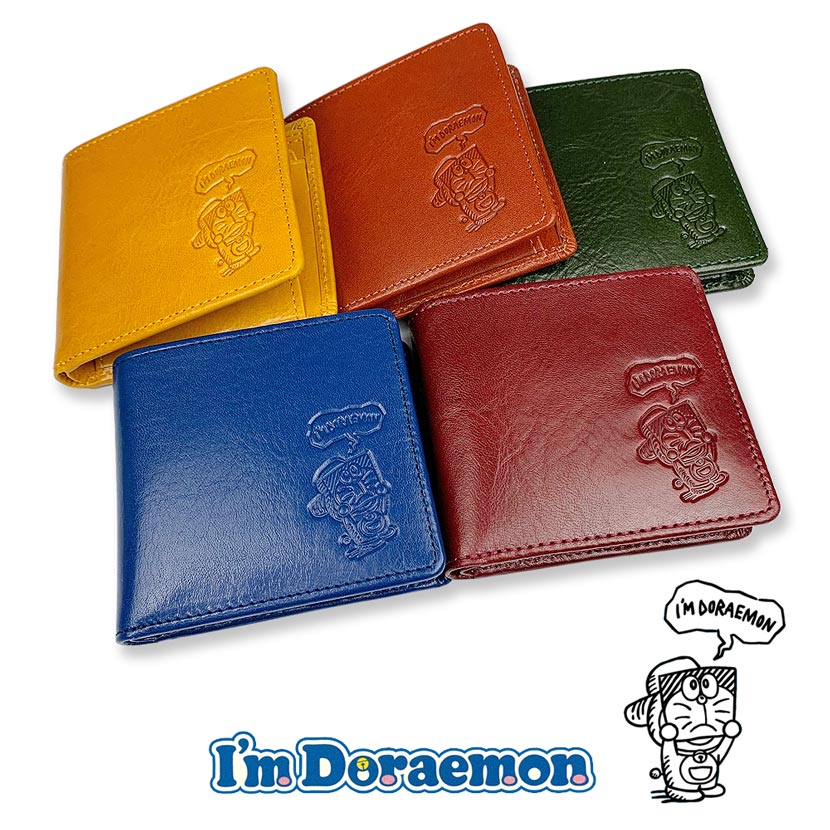 [All 5 colors] Doraemon Fujiko Pro Luxury Italian Leather Wallet Bifold Wallet Real Leather