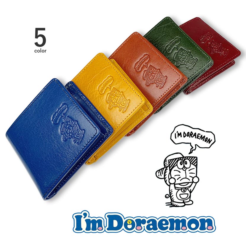 [All 5 colors] Doraemon Fujiko Pro Luxury Italian Leather Wallet Bifold Wallet Real Leather
