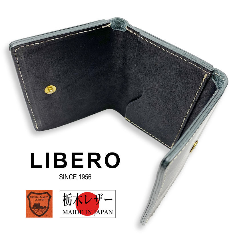 All 6 colors LIBERO Made in Japan Tochigi Leather Super Mini Trifold Wallet Mini Wallet Trifold Real Leather Cowhide