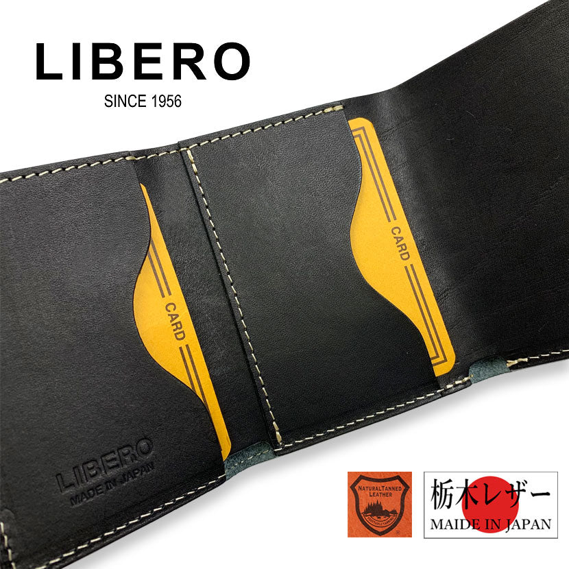 All 6 colors LIBERO Made in Japan Tochigi Leather Super Mini Trifold Wallet Mini Wallet Trifold Real Leather Cowhide