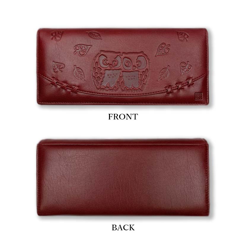 [All 3 colors] Shuhei Nomura Auspicious Owl Embossed Real Leather Bifold Long Wallet Wallet