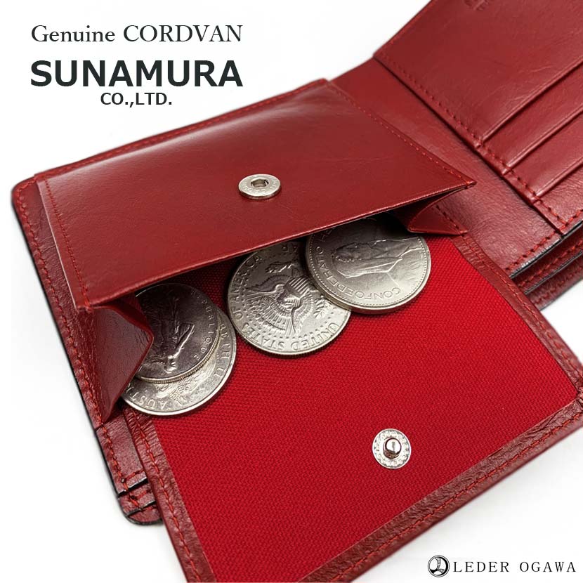 SUNAMURA Sunamura Made in Japan Luxury Leather Cordovan Bifold Wallet Short Wallet Real Leather Genuine Leather