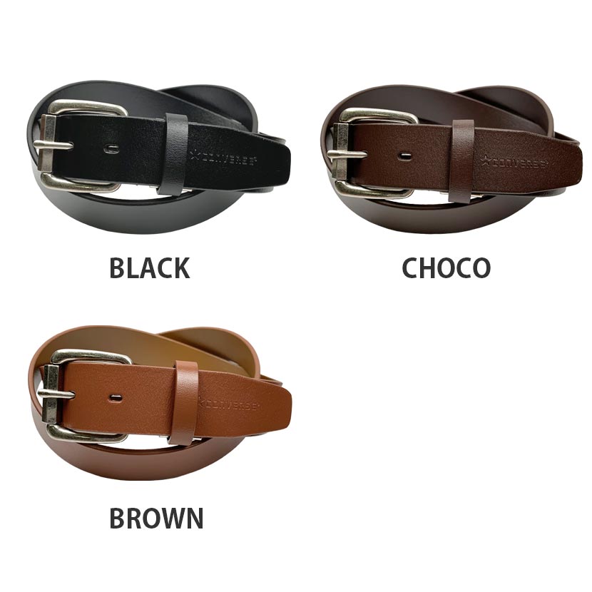 All 3 colors Converse Real Leather Simple Belt Men's Women's Unisex Genuine Leather Leather Leather