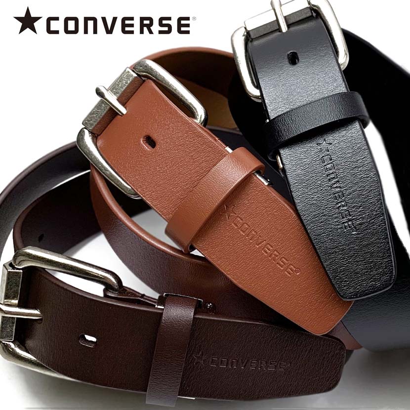 All 3 colors Converse Real Leather Simple Belt Men's Women's Unisex Genuine Leather Leather Leather