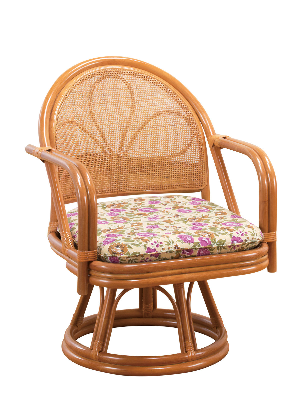 Natural rattan swivel chair with armrests