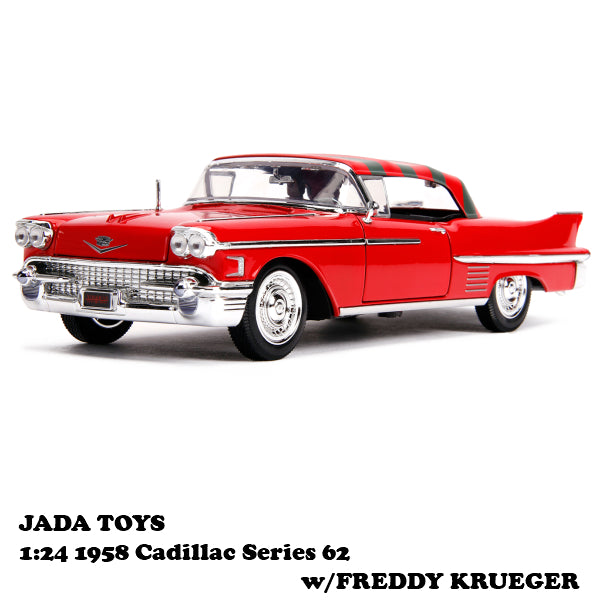 1:24 Hollywood Rides 1958 Cadillac Series 62 w/FREDDY KRUEGER [A Nightmare on Elm Street Mini Car]