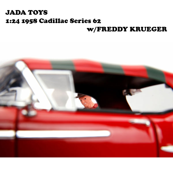 1:24 Hollywood Rides 1958 Cadillac Series 62 w/FREDDY KRUEGER [A Nightmare on Elm Street Mini Car]