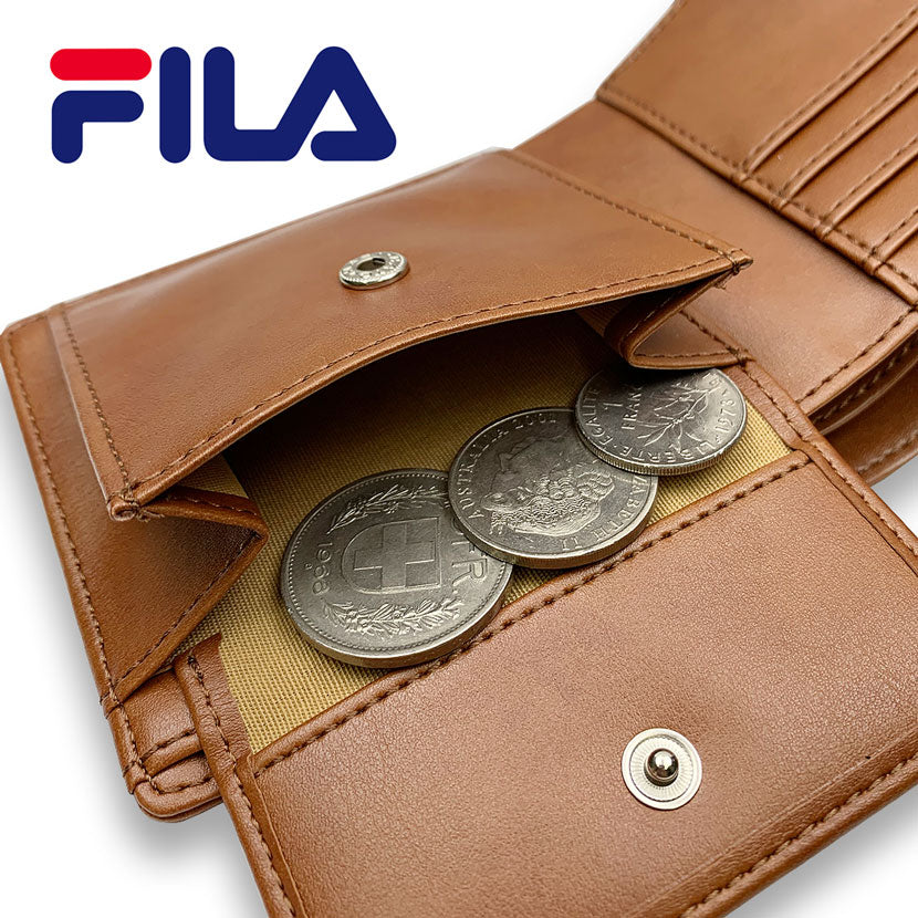 All 3 colors FILA dot logo embossed bifold wallet short wallet