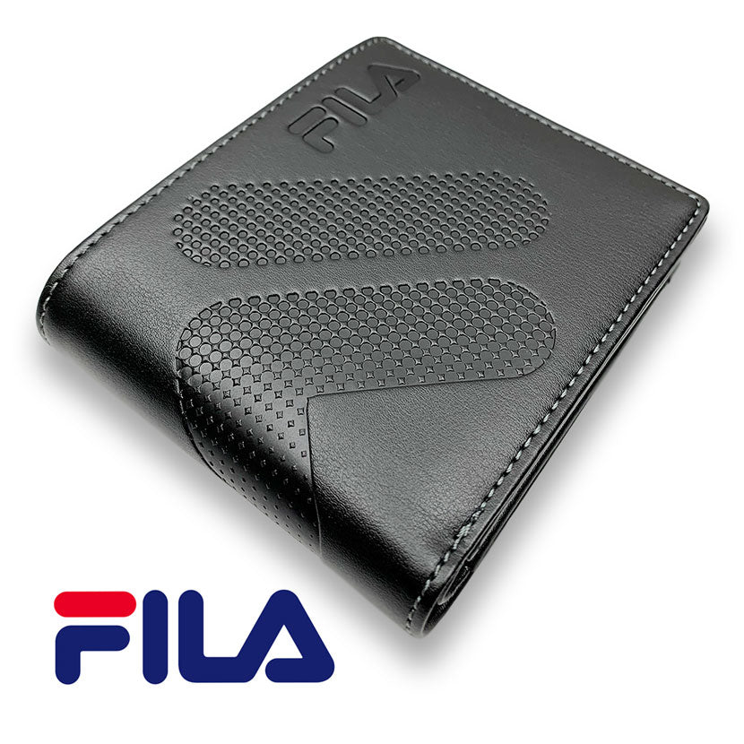 全3色 FILA（フィラ）ドットロゴ型押し 2つ折り財布 ショート ウォレット