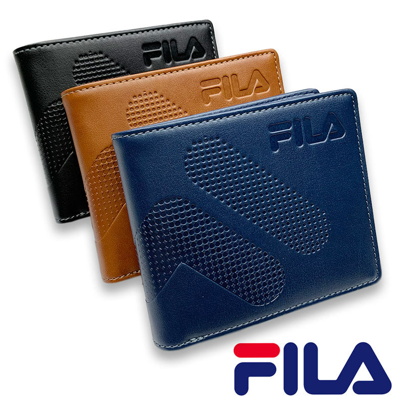 All 3 colors FILA dot logo embossed bifold wallet short wallet