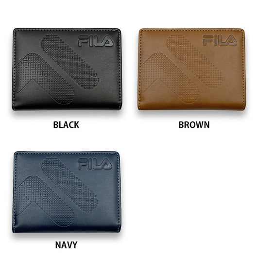 All 3 colors FILA dot logo embossed bifold wallet short wallet with zipper and pass case