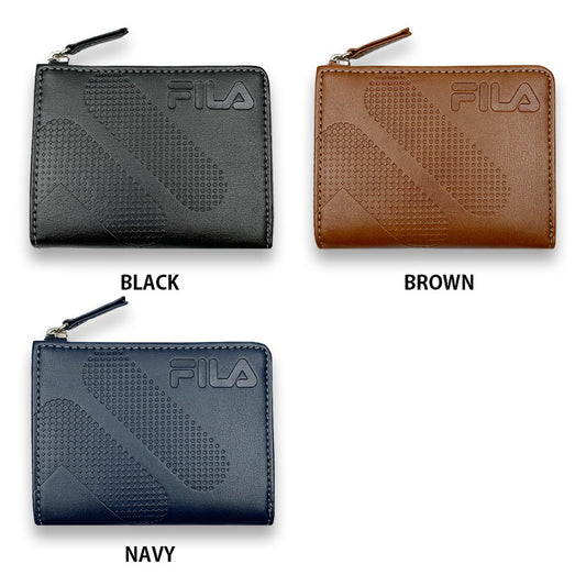 All 3 colors FILA dot logo embossed round zipper coin case coin purse mini wallet