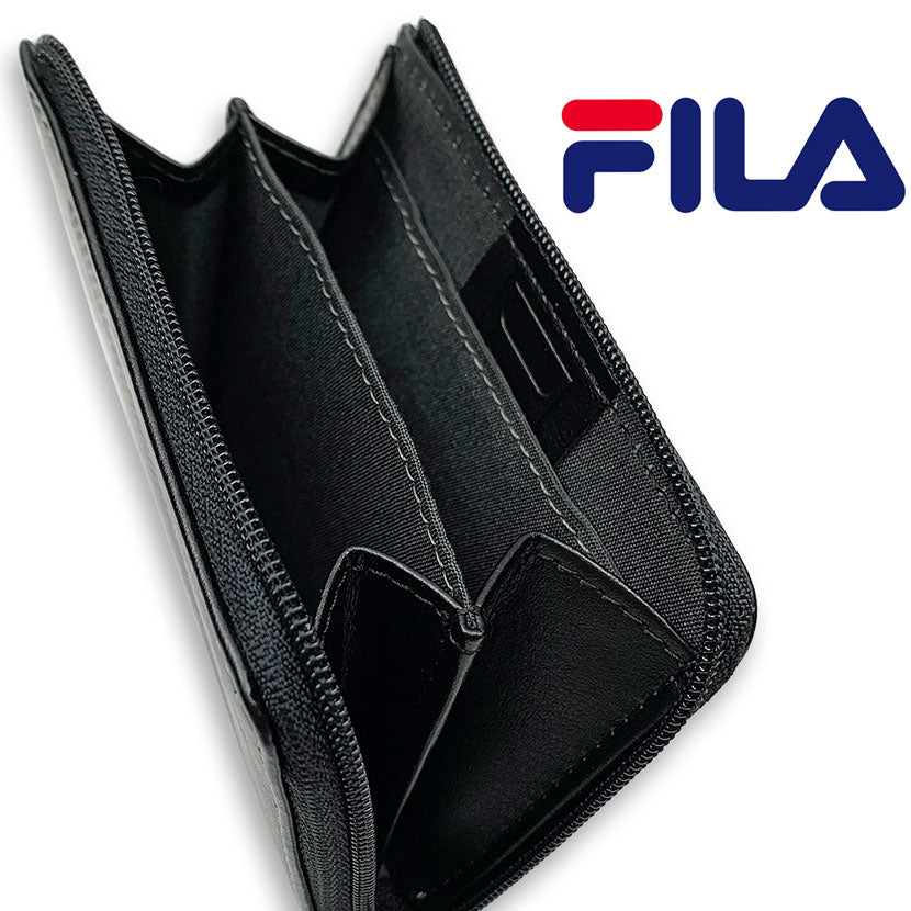 全3色 FILA（フィラ）ドットロゴ型押し ラウンドファスナー コインケース 小銭入れ ミニ財布