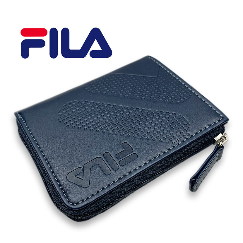 全3色 FILA（フィラ）ドットロゴ型押し ラウンドファスナー コインケース 小銭入れ ミニ財布