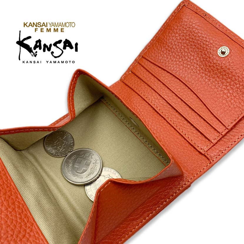 [All 5 colors] KANSAI YAMAMOTO (Yamamoto Kansai) Real leather bifold wallet short wallet