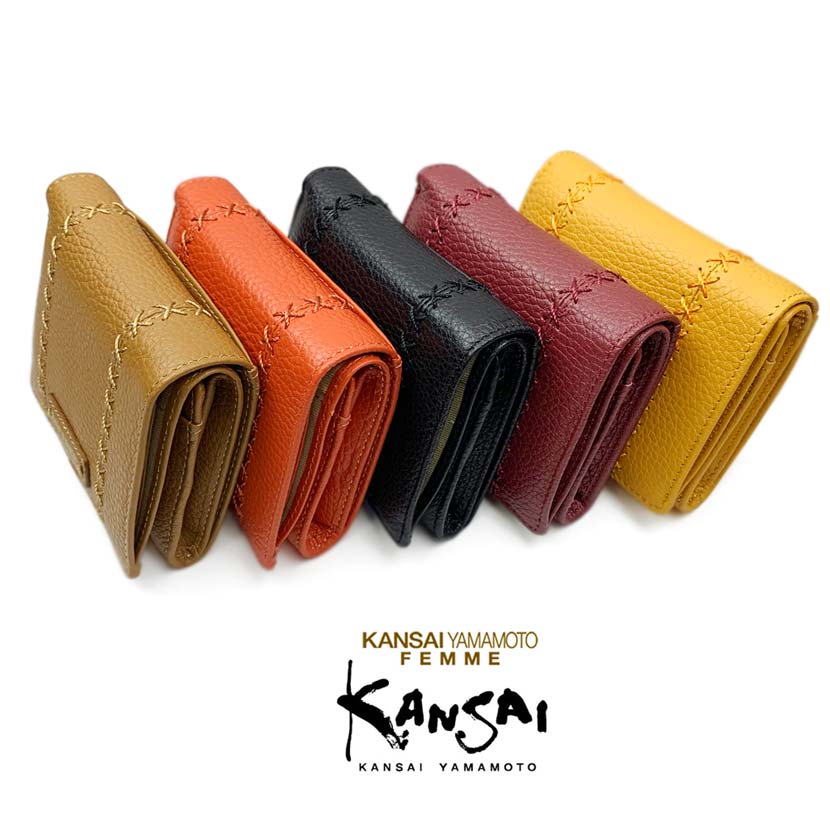 [All 5 colors] KANSAI YAMAMOTO (Yamamoto Kansai) Real leather bifold wallet short wallet