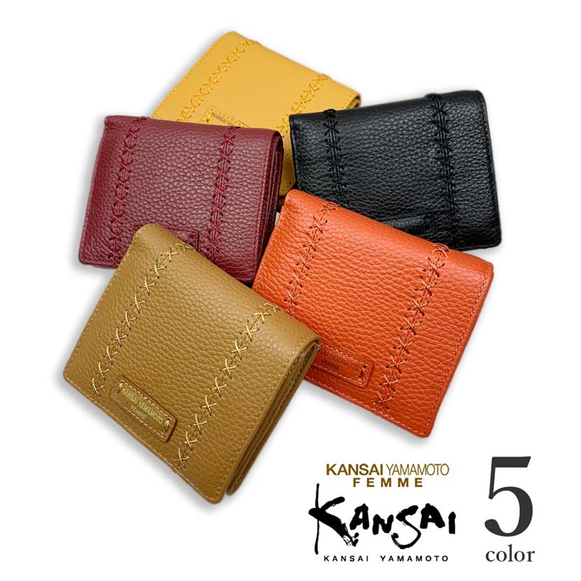 [All 5 colors] KANSAI YAMAMOTO (Yamamoto Kansai) Real leather bifold wallet short wallet