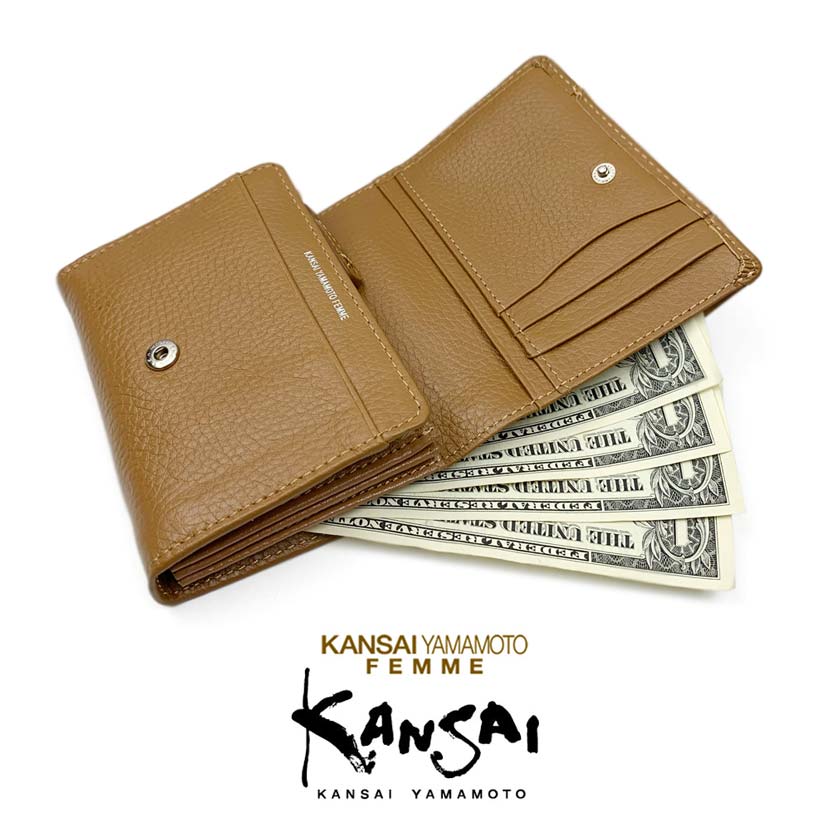 [All 5 colors] KANSAI YAMAMOTO (Yamamoto Kansai) Real Leather L-shaped Zipper Bifold Wallet Wallet