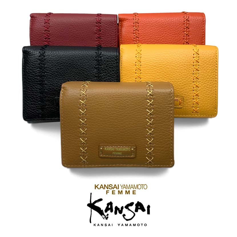 [All 5 colors] KANSAI YAMAMOTO (Yamamoto Kansai) Real Leather L-shaped Zipper Bifold Wallet Wallet