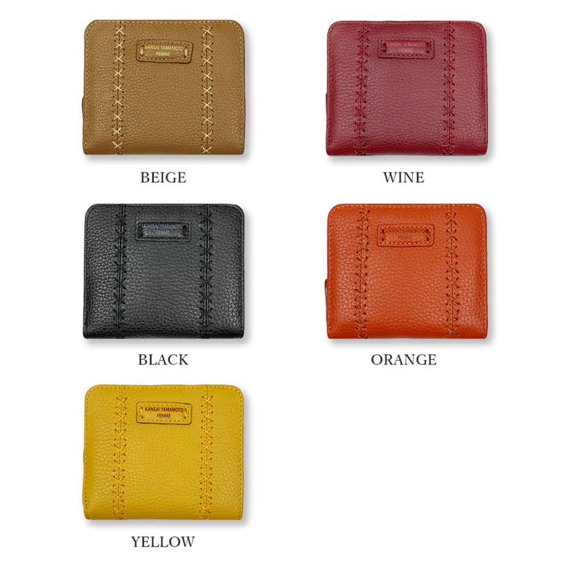 [All 5 colors] KANSAI YAMAMOTO (Yamamoto Kansai) Real Leather Round Zipper Bifold Wallet Wallet