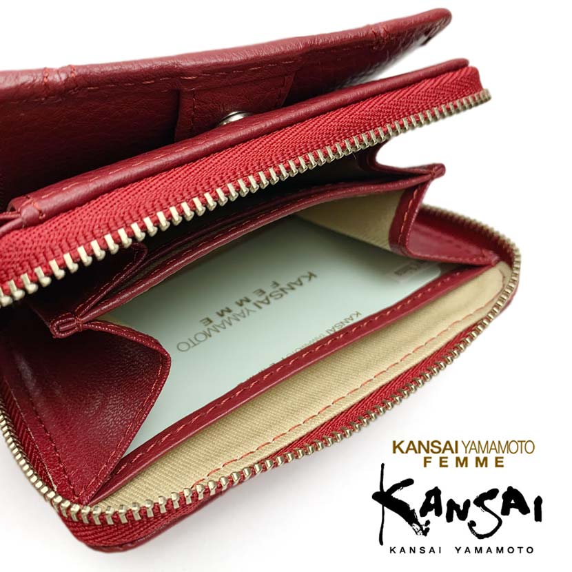 [All 5 colors] KANSAI YAMAMOTO (Yamamoto Kansai) Real Leather Round Zipper Bifold Wallet Wallet