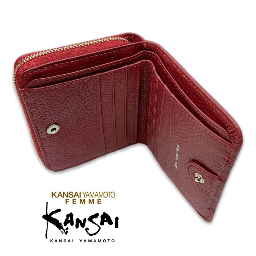 [All 5 colors] KANSAI YAMAMOTO (Yamamoto Kansai) Real Leather Round Zipper Bifold Wallet Wallet