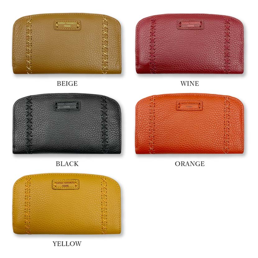 [All 5 colors] KANSAI YAMAMOTO (Yamamoto Kansai) Real leather round zipper long wallet Long wallet