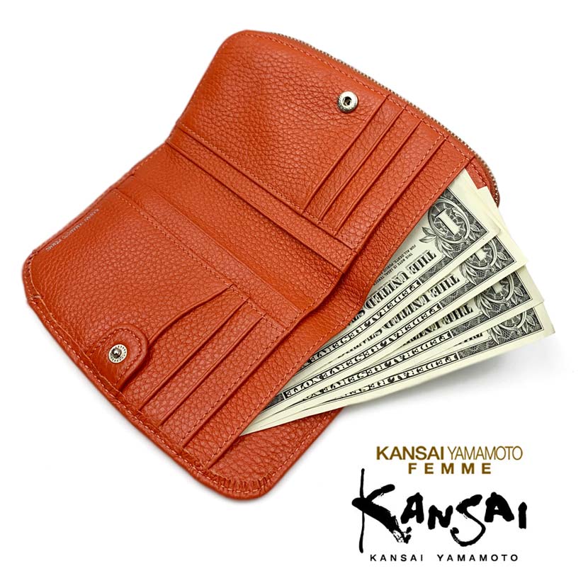 [All 5 colors] KANSAI YAMAMOTO (Yamamoto Kansai) Real leather round zipper long wallet Long wallet