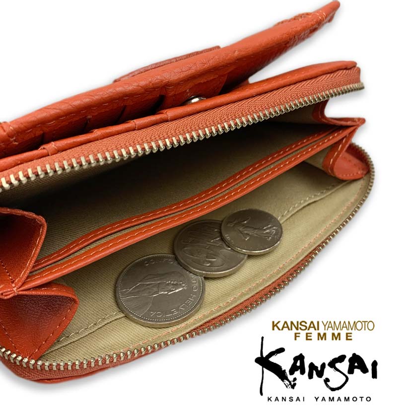 [All 5 colors] KANSAI YAMAMOTO (Yamamoto Kansai) Real leather round zipper long wallet Long wallet