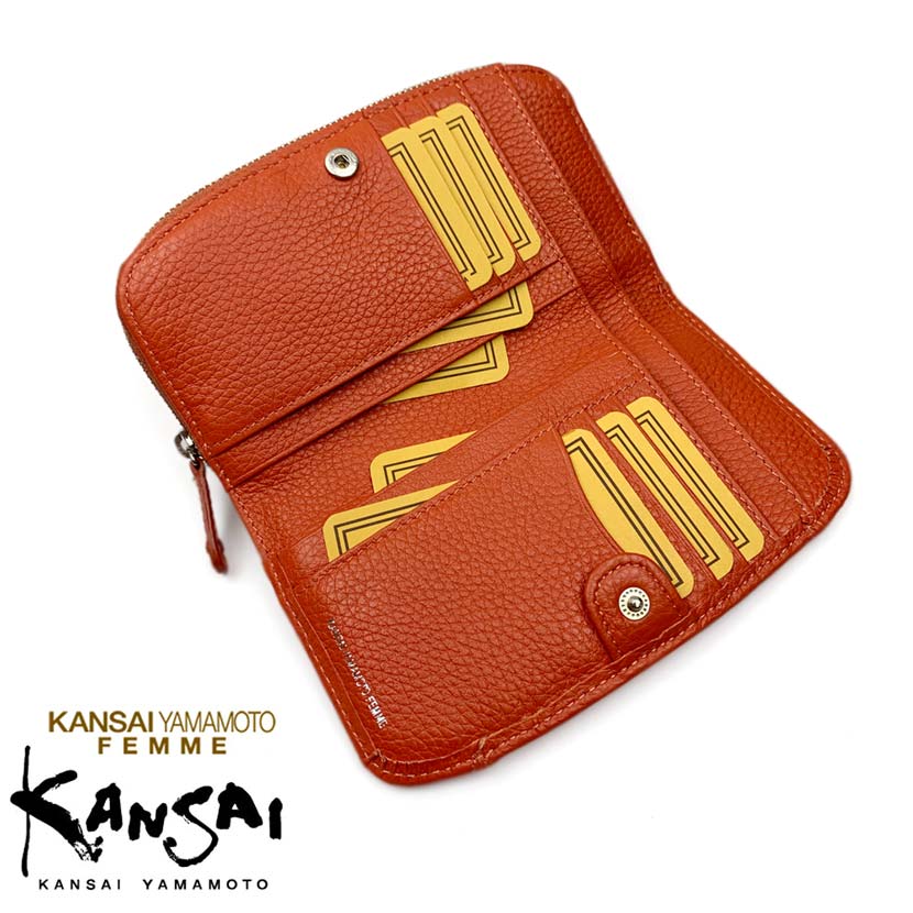 [All 5 colors] KANSAI YAMAMOTO (Yamamoto Kansai) Real leather round zipper long wallet Long wallet