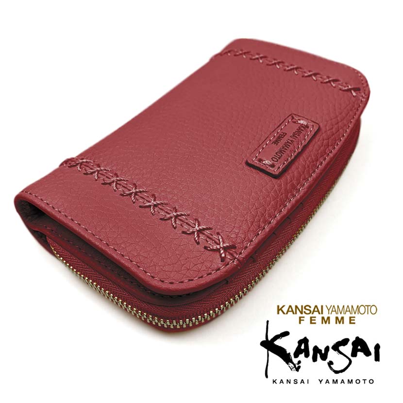 [All 5 colors] KANSAI YAMAMOTO (Yamamoto Kansai) Real leather round zipper long wallet Long wallet