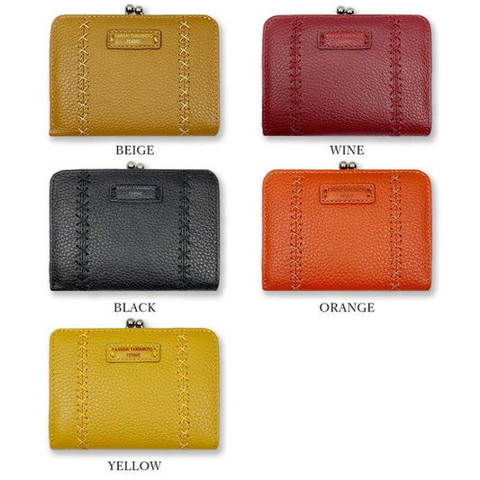 [All 5 colors] KANSAI YAMAMOTO (Yamamoto Kansai) Real Leather Clasp Bifold Wallet Short Wallet