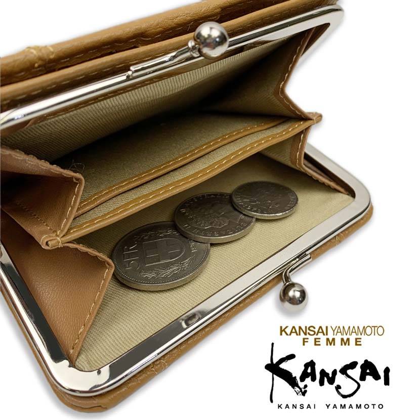 [All 5 colors] KANSAI YAMAMOTO (Yamamoto Kansai) Real Leather Clasp Bifold Wallet Short Wallet