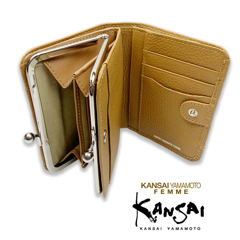 [All 5 colors] KANSAI YAMAMOTO (Yamamoto Kansai) Real Leather Clasp Bifold Wallet Short Wallet