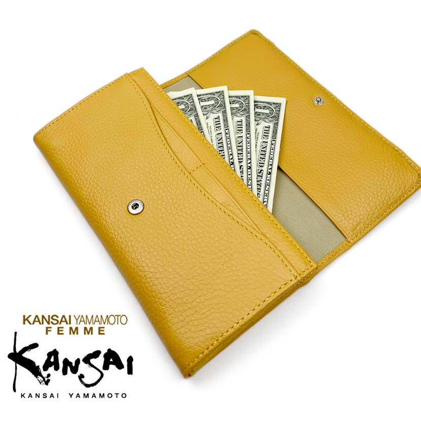 [All 5 colors] KANSAI YAMAMOTO (Yamamoto Kansai) Real leather L-shaped zipper cover bi-fold long wallet