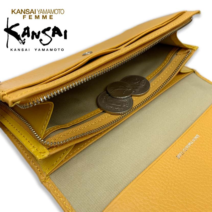 [All 5 colors] KANSAI YAMAMOTO (Yamamoto Kansai) Real leather L-shaped zipper cover bi-fold long wallet