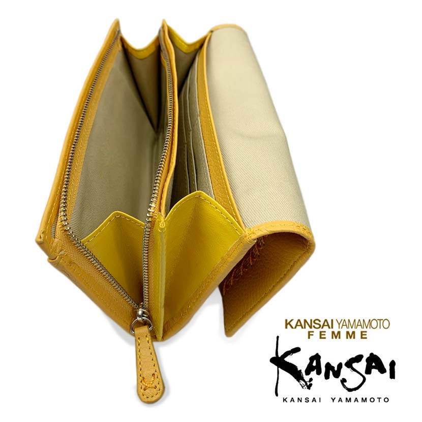 [All 5 colors] KANSAI YAMAMOTO (Yamamoto Kansai) Real leather L-shaped zipper cover bi-fold long wallet